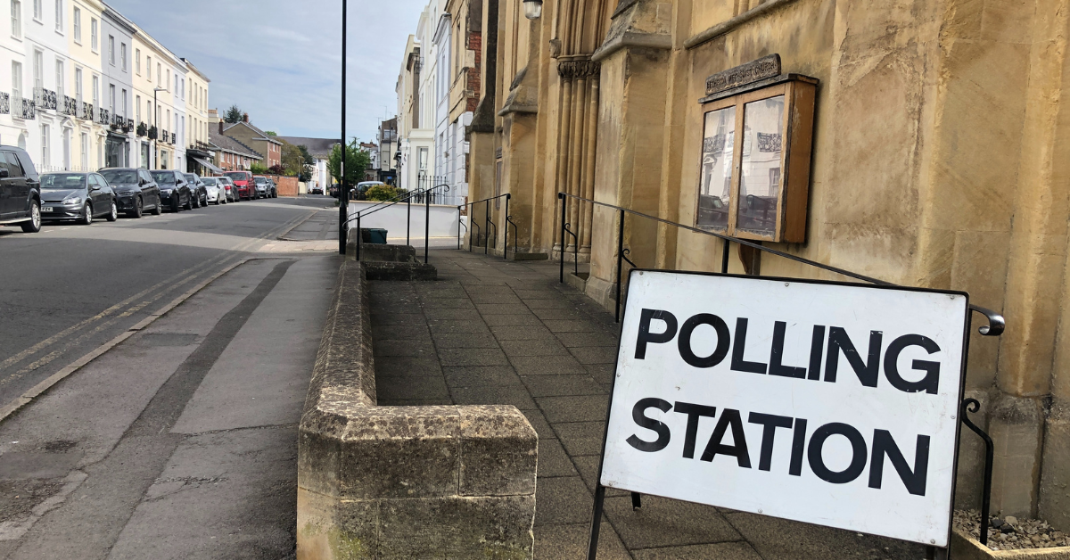 Voting sign outside a polling location.