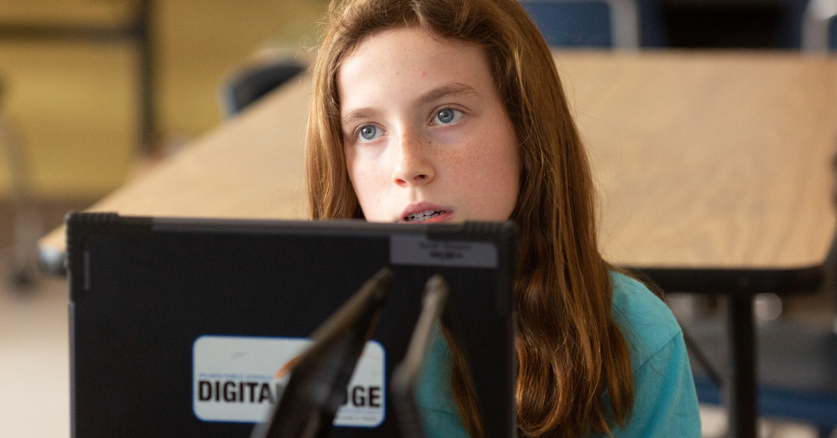 student learning at a computer